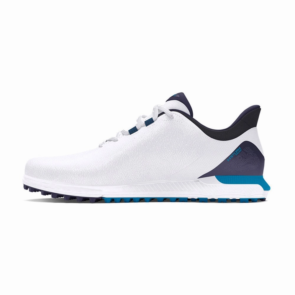 Under Armour Drive Fade Spikeless Wide Golf Shoes - White/Capri Pro Grip Golf Cleats