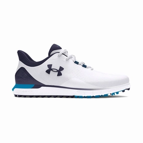 Under Armour Drive Fade Spikeless Wide Golf Shoes - White/Capri Under Armour golf shoe variations