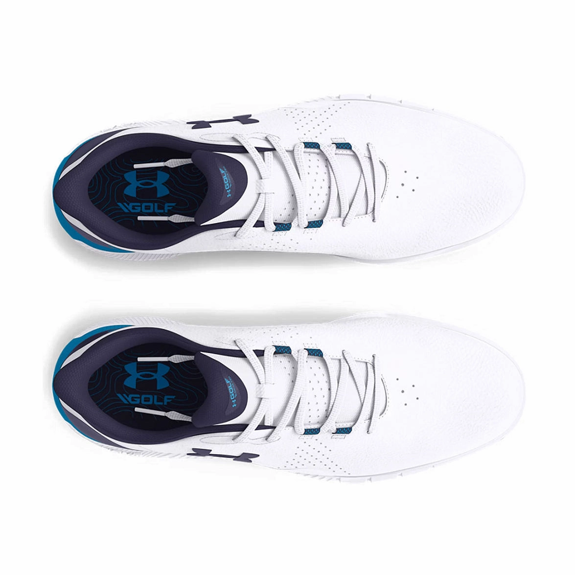 Under Armour Drive Fade Spikeless Wide Golf Shoes - White/Capri Pro Grip Golf Cleats