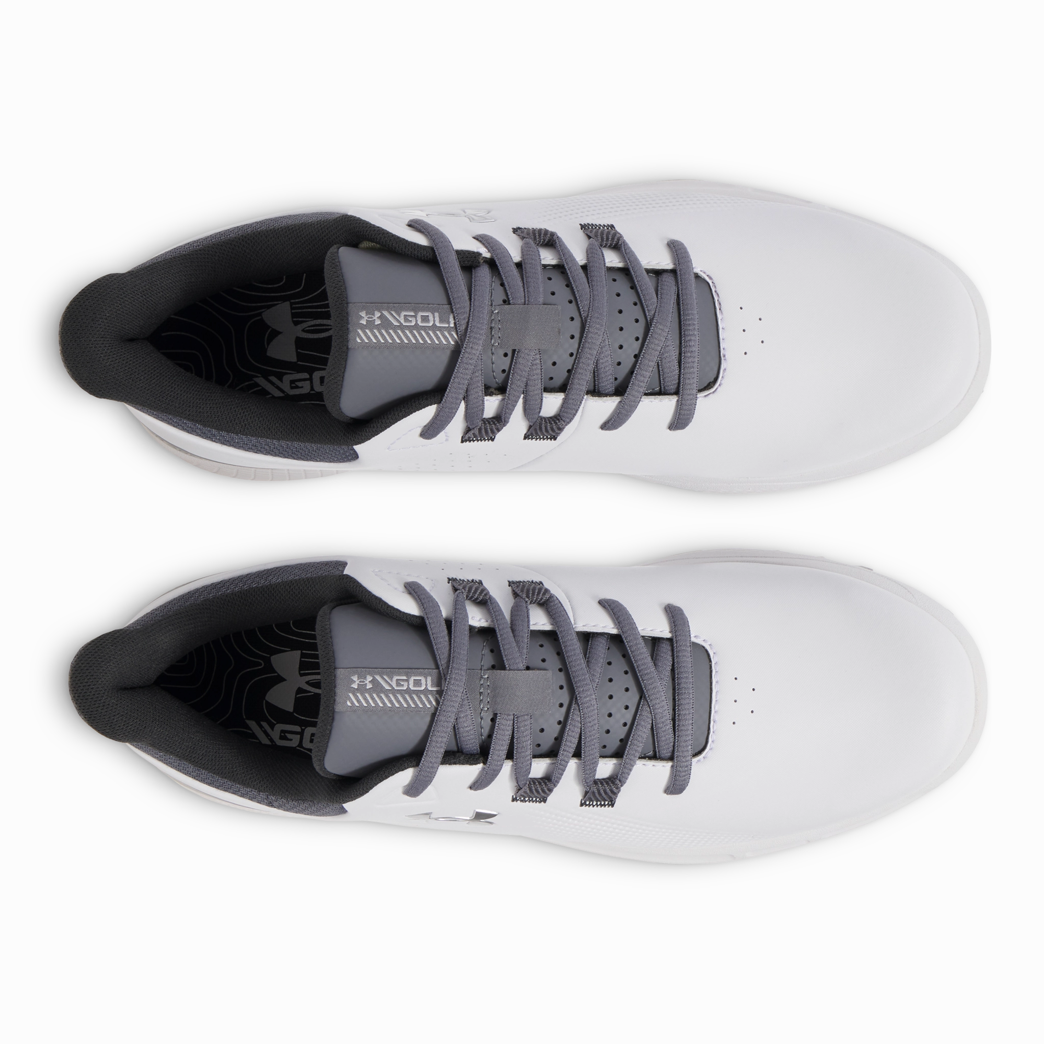 Under Armour Drive Medal Spikeless Golf Shoes - White/Titan Grey Pro Grip Golf Cleats