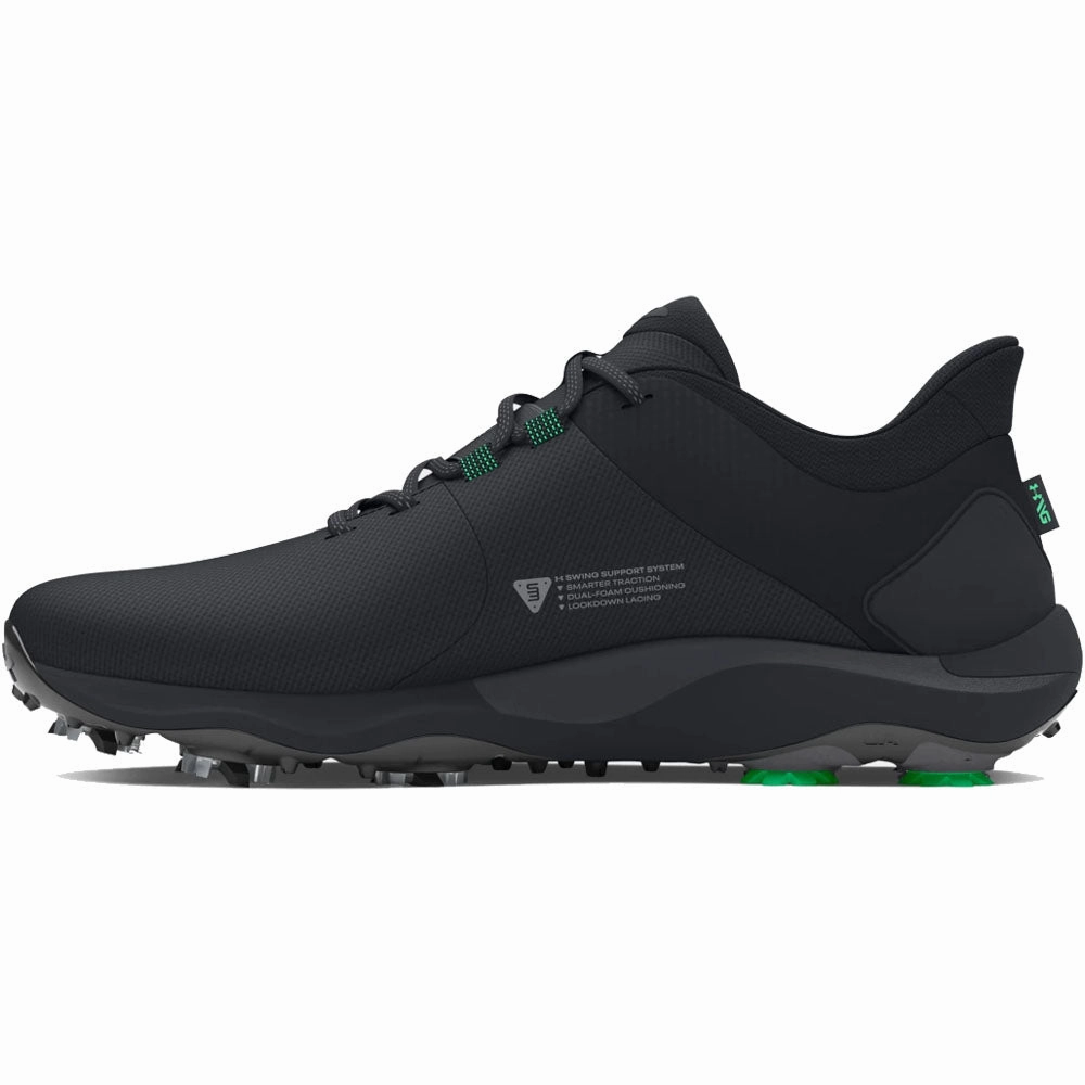 Under Armour Drive Pro Spiked Waterproof Shoes - Black/Black/Metallic Gun Performance Golf Trainers