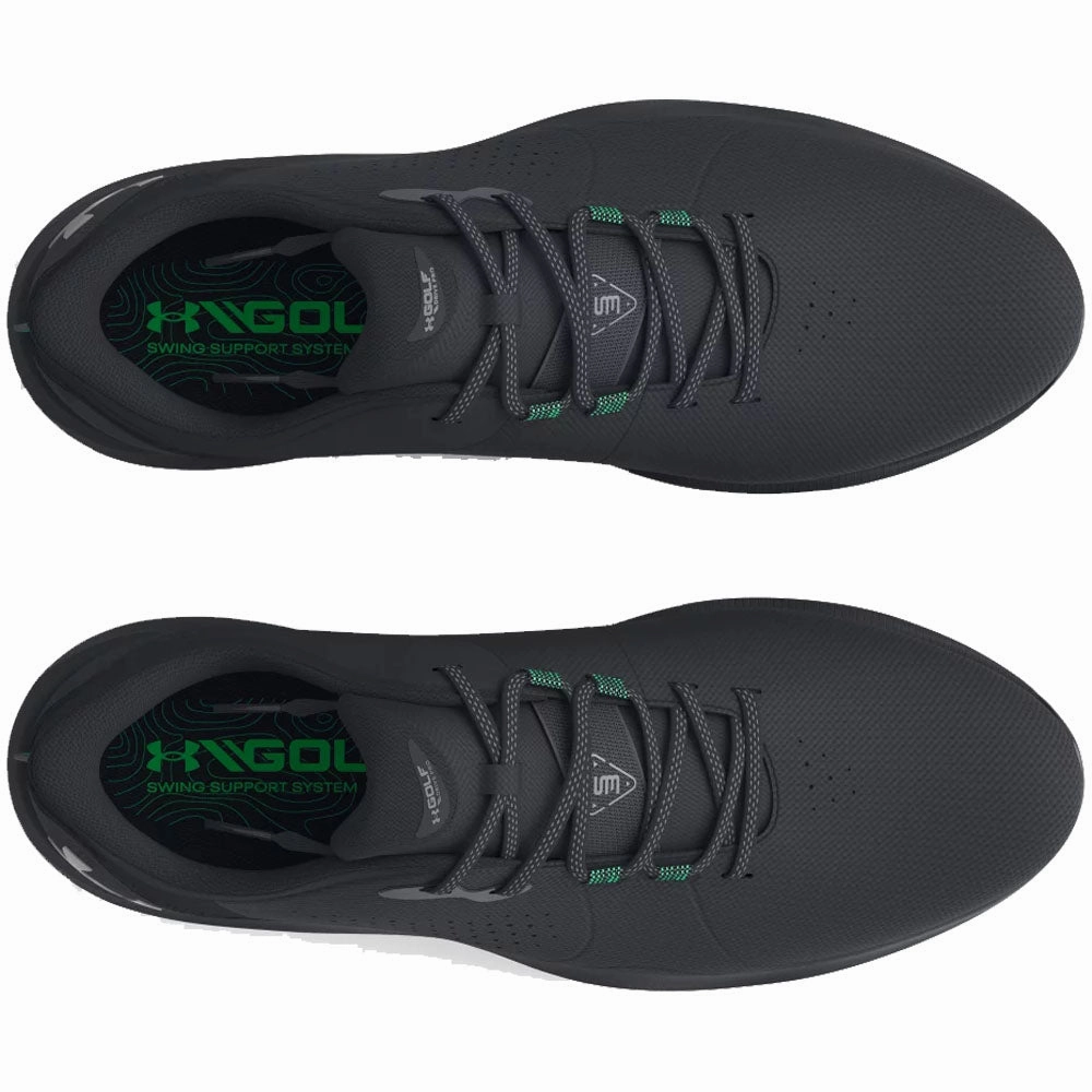 Under Armour Drive Pro Spiked Waterproof Shoes - Black/Black/Metallic Gun Performance Golf Trainers