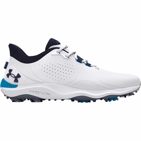 Under Armour Drive Pro Spiked Waterproof Shoes - White/Capri/Midnight Navy Under Armour golf footwear styles