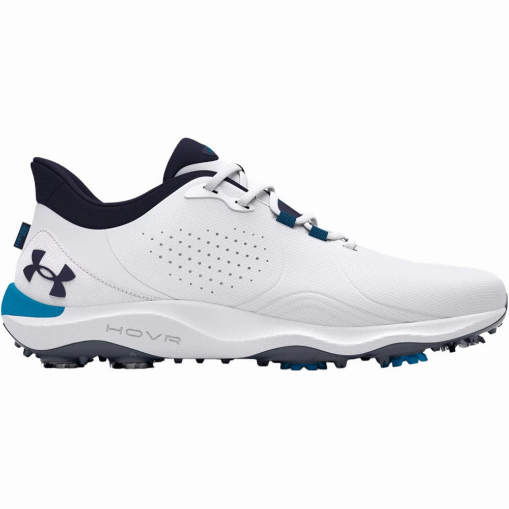 Under Armour Drive Pro Spiked Waterproof Shoes - White/Capri/Midnight Navy Under Armour golf footwear styles