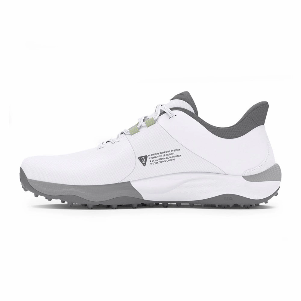 Under Armour Drive Pro Spikeless Golf Shoes - White/Metallic Gun Metal Pro Grip Golf Cleats