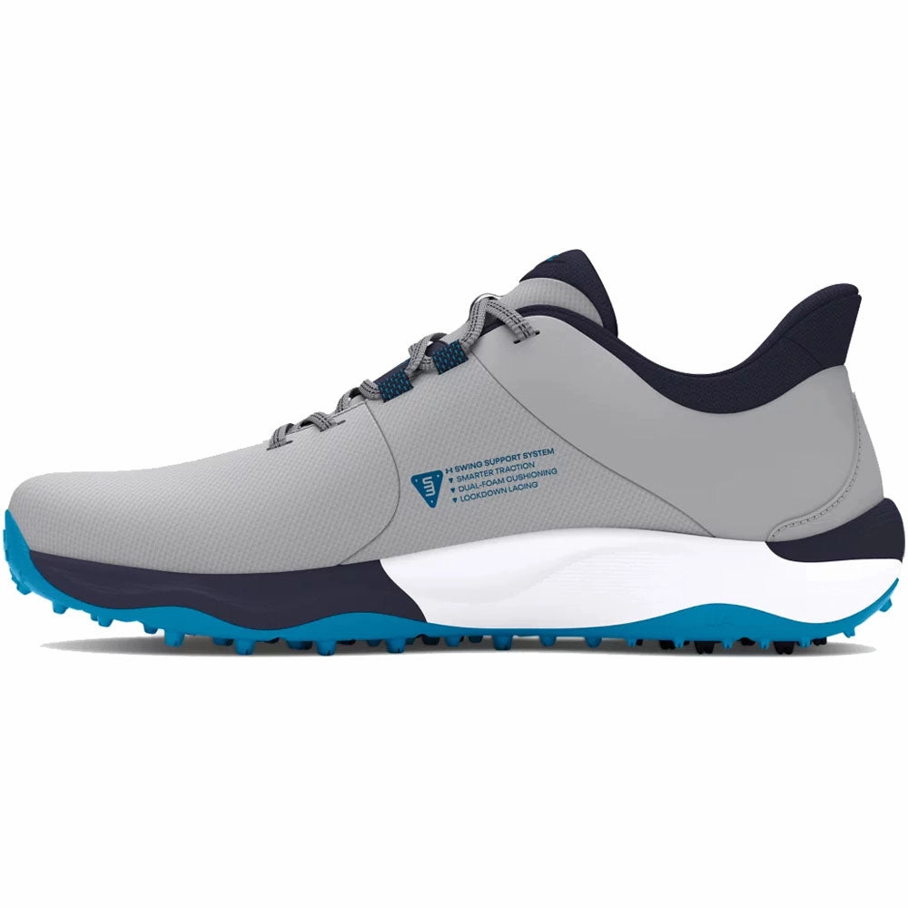 Under Armour Drive Pro Spikeless Waterproof Shoes - Mod Gray/Capri/Midnight Navy Performance Golf Trainers