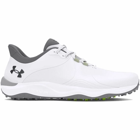 Under Armour Drive Pro Spikeless Waterproof Shoes - White/White/Metallic Gun M Under Armour golf footwear styles