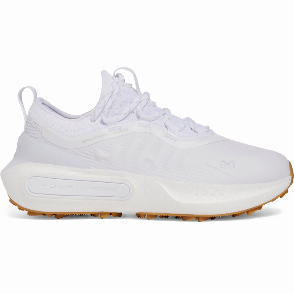 Under Armour Phantom Fore Ladies Spikeless Waterproof Shoes - White/White/Halo Gray Under Armour golf footwear styles