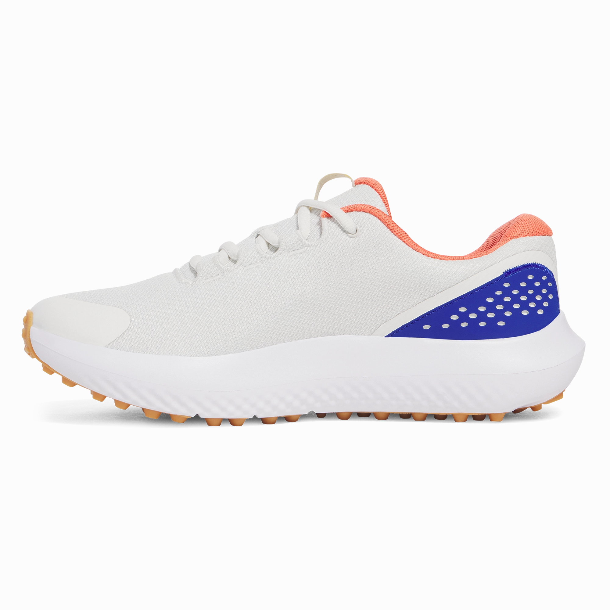 Under Armour Surge Spikeless Golf Shoes - White Clay/Royalte Pro Grip Golf Cleats