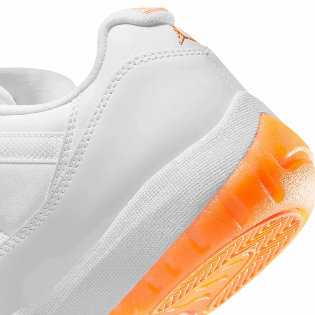 Women's Air Jordan 11 Low White Bright Citrus Basketball Shoes
