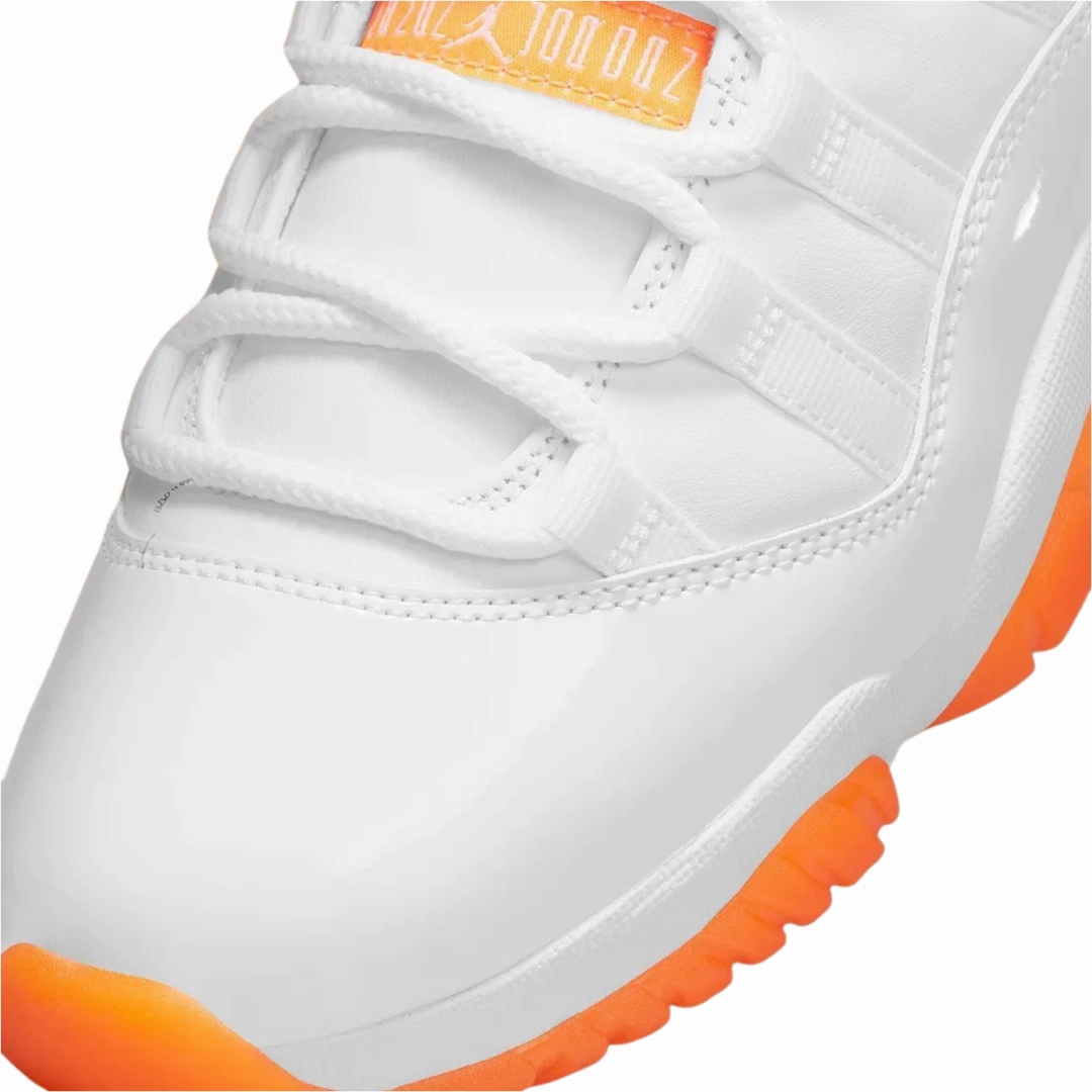 Women's Air Jordan 11 Low White Bright Citrus Basketball Shoes