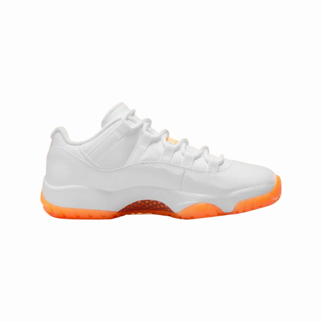 Women's Air Jordan 11 Low White Bright Citrus Basketball Shoes