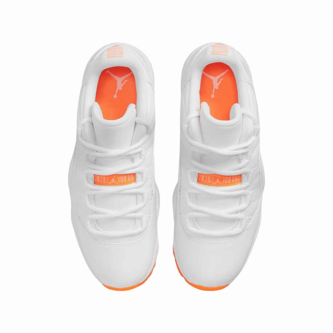 Women's Air Jordan 11 Low White Bright Citrus Basketball Shoes