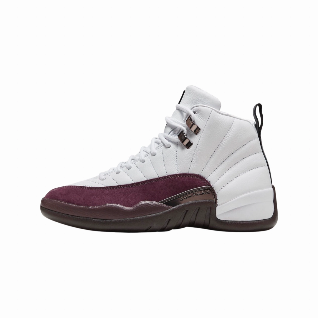 Women's Air Jordan 12 A Ma Maniere White Black Burgundy Crush Air Jordan basketball shoes with classic look