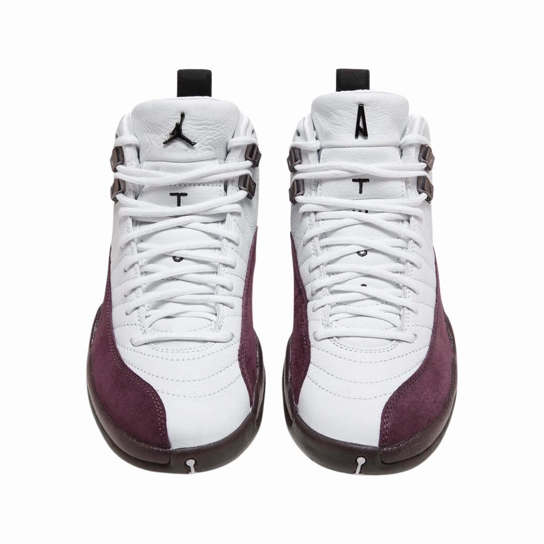 Women's Air Jordan 12 A Ma Maniere White Black Burgundy Crush Basketball Shoes