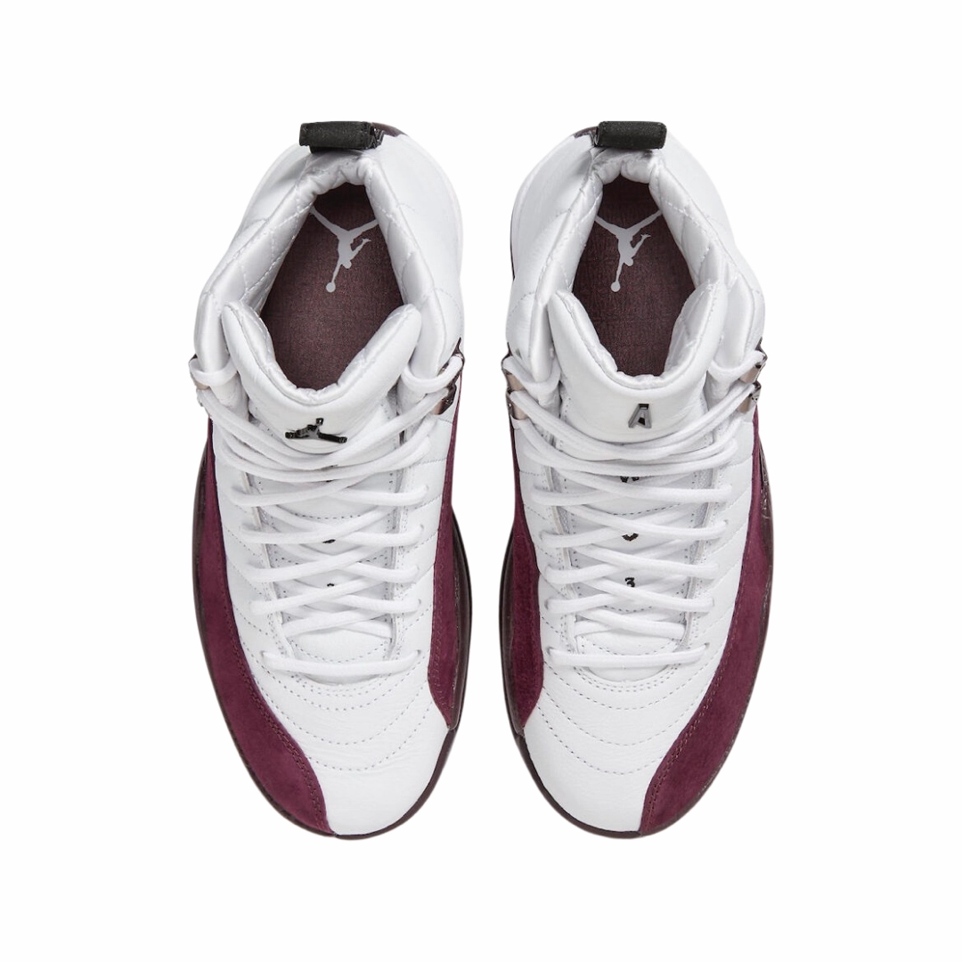 Women's Air Jordan 12 A Ma Maniere White Black Burgundy Crush Basketball Shoes