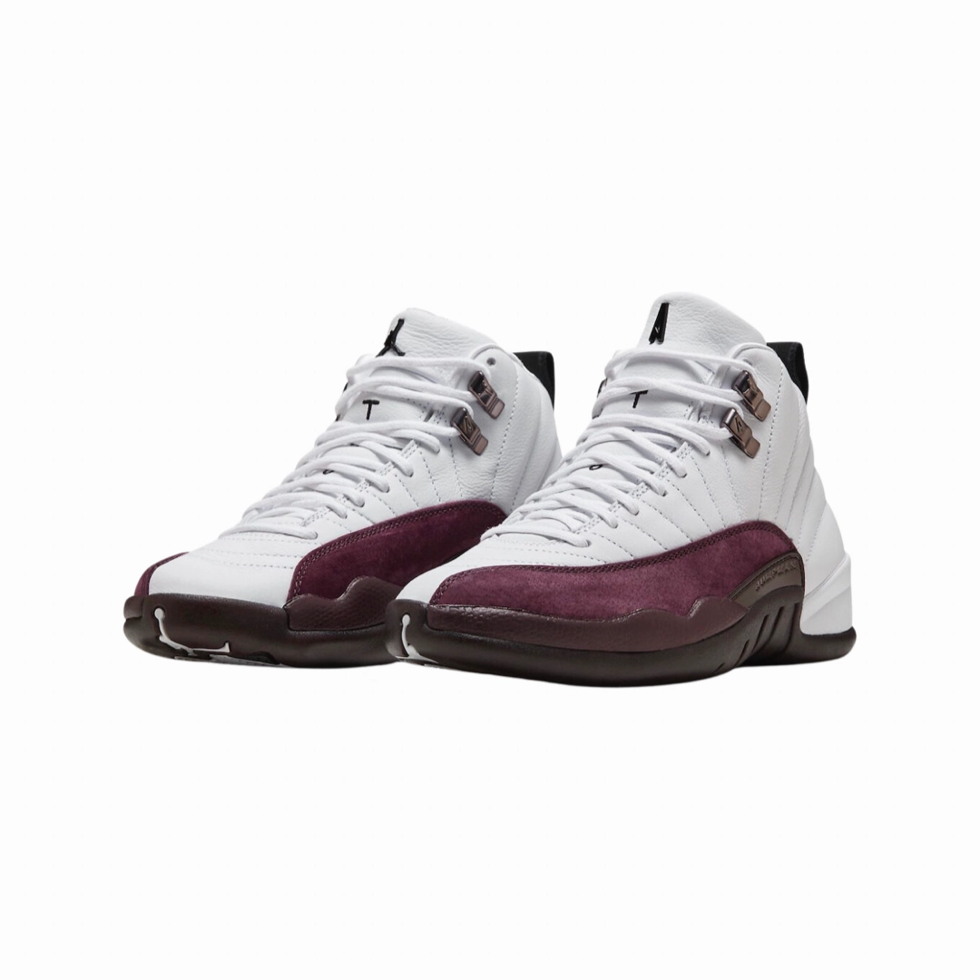 Women's Air Jordan 12 A Ma Maniere White Black Burgundy Crush Basketball Shoes