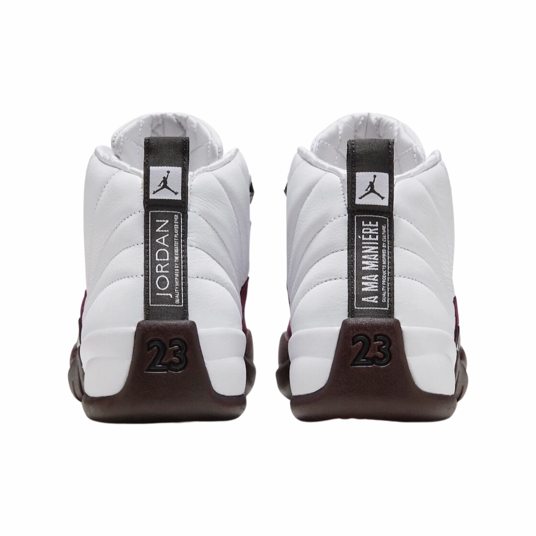 Women's Air Jordan 12 A Ma Maniere White Black Burgundy Crush Basketball Shoes