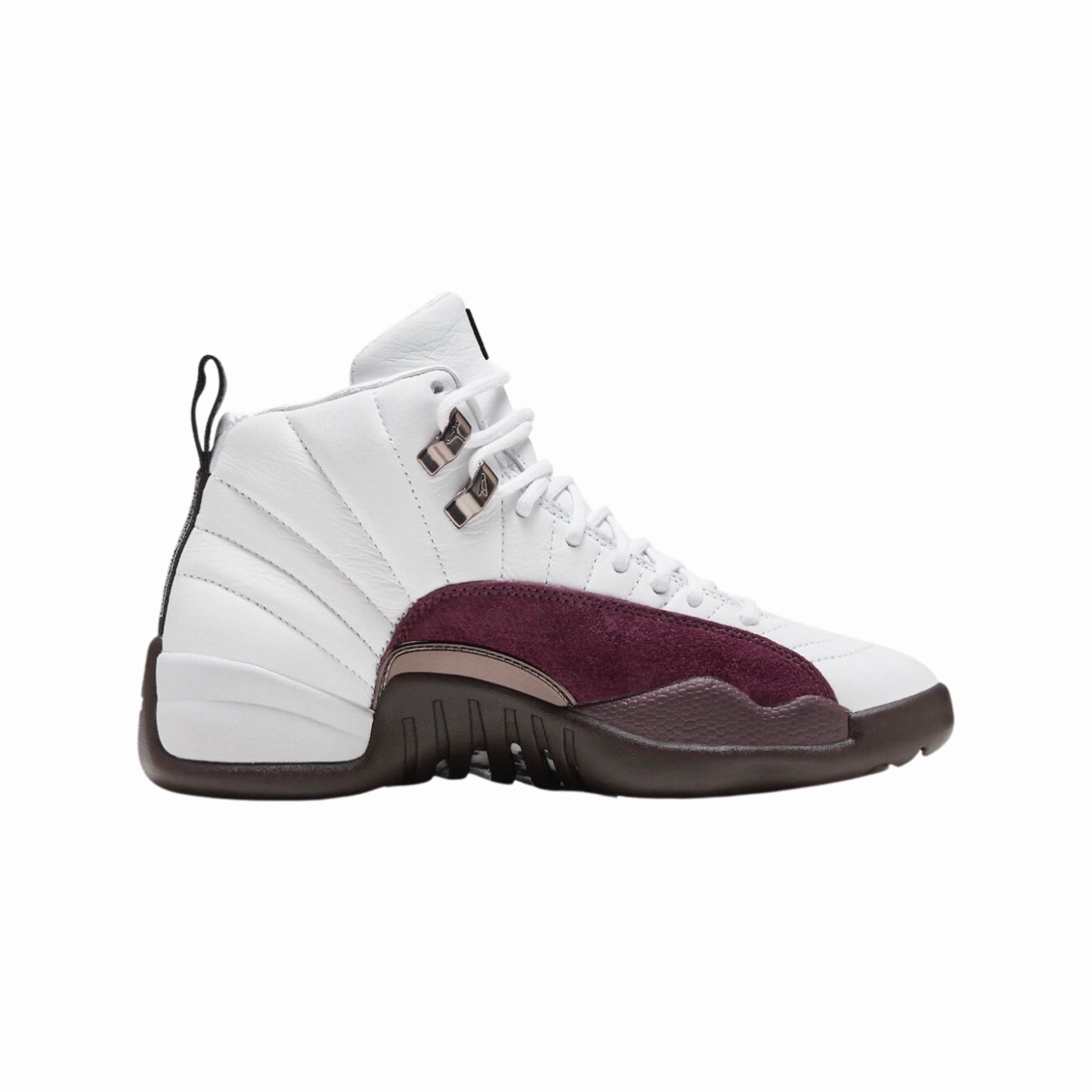 Women's Air Jordan 12 A Ma Maniere White Black Burgundy Crush Basketball Shoes