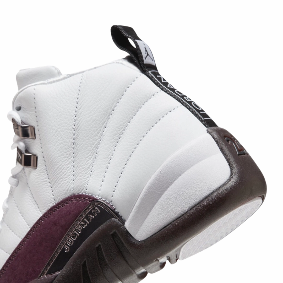 Women's Air Jordan 12 A Ma Maniere White Black Burgundy Crush Basketball Shoes