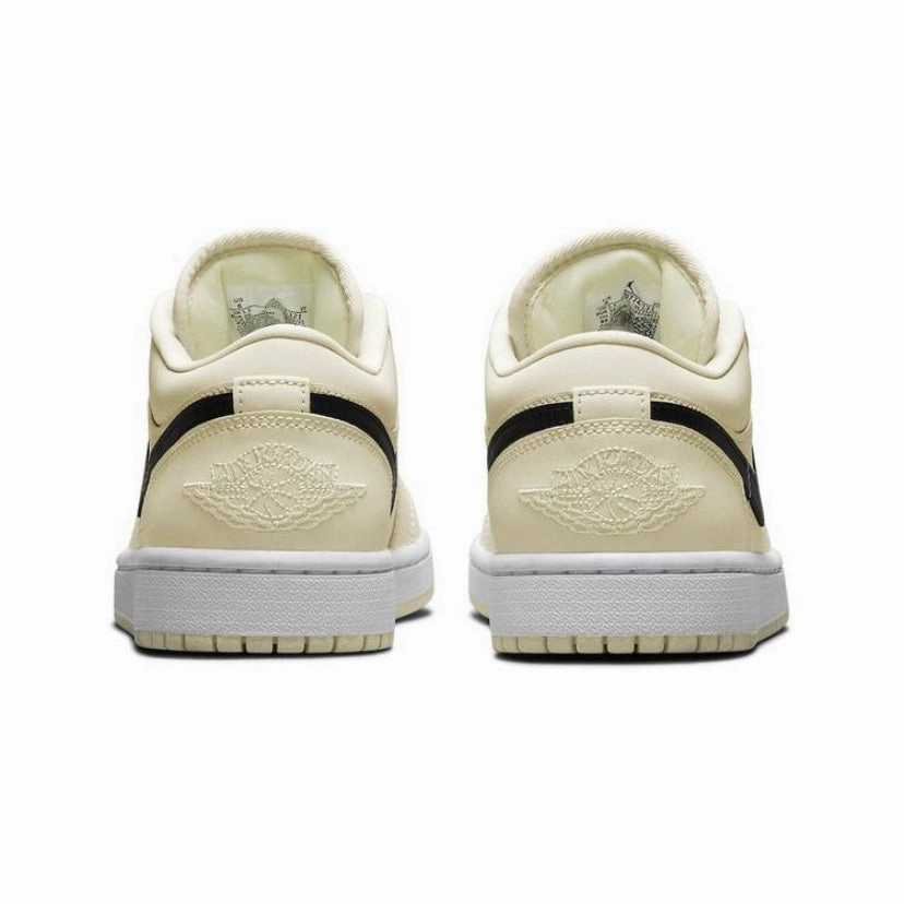 Women's Air Jordan 1 Low Coconut Milk White Black Basketball Shoes