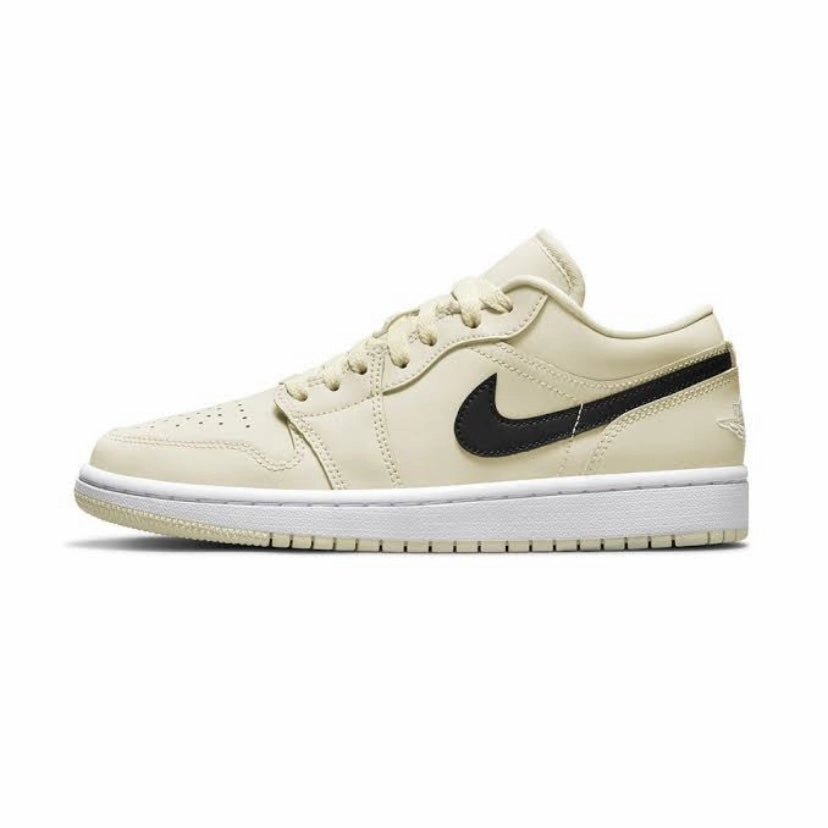 Women's Air Jordan 1 Low Coconut Milk White Black Air Jordan basketball shoes with classic look
