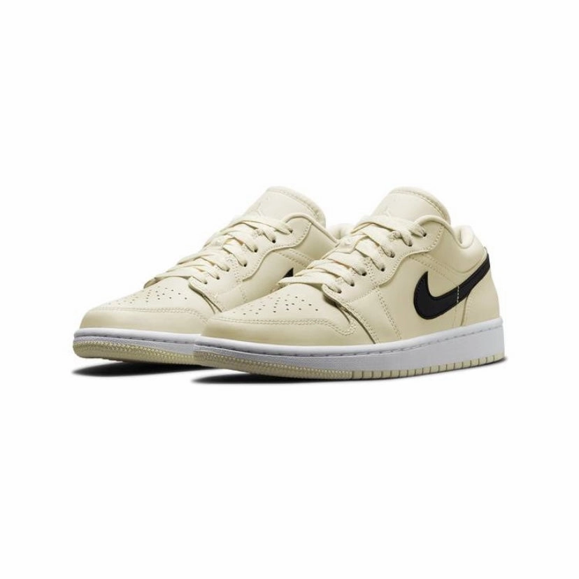 Women's Air Jordan 1 Low Coconut Milk White Black Basketball Shoes