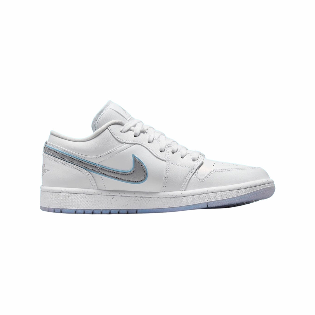 Women's Air Jordan 1 Low Dare To Fly White Metallic Silver White Basketball Shoes