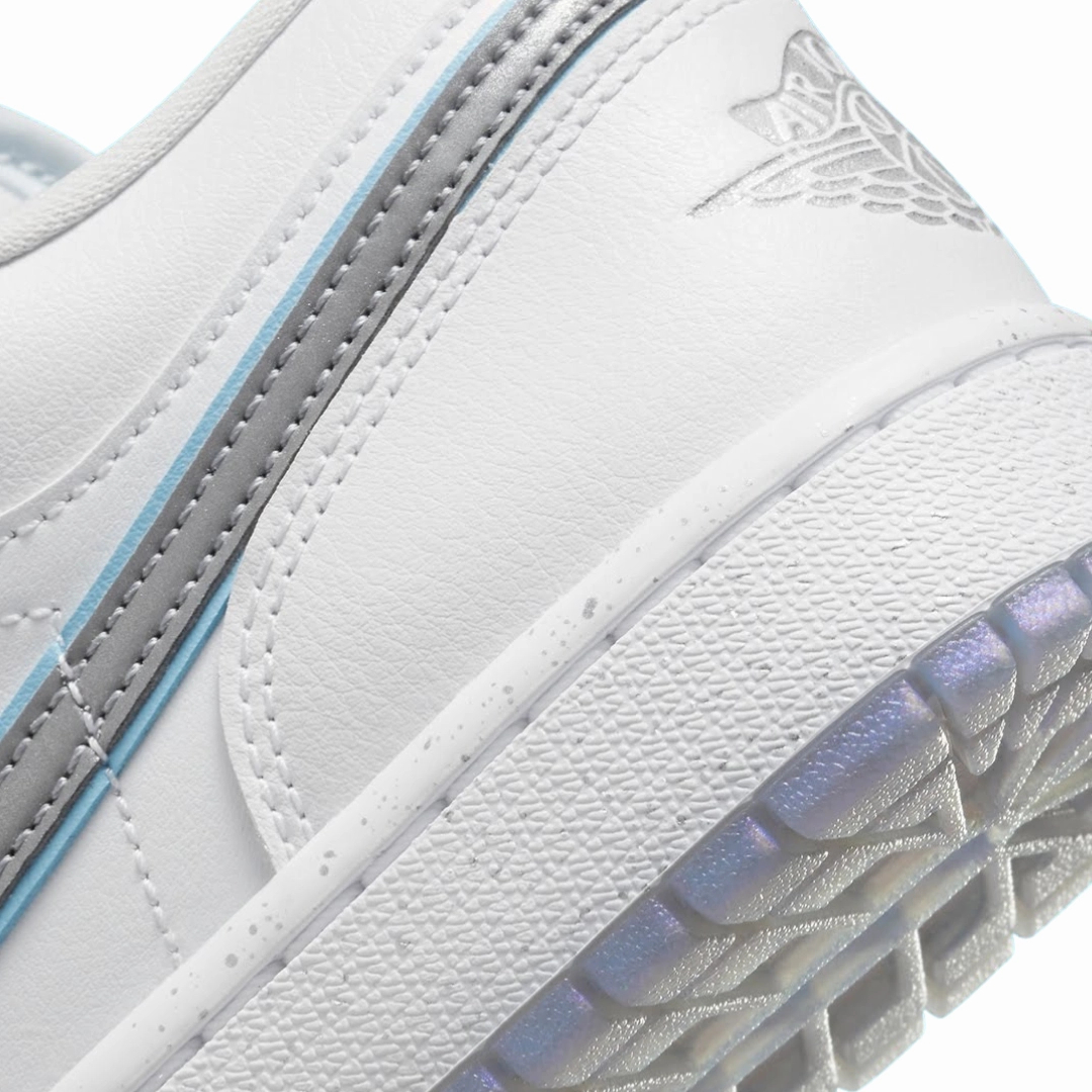 Women's Air Jordan 1 Low Dare To Fly White Metallic Silver White Basketball Shoes