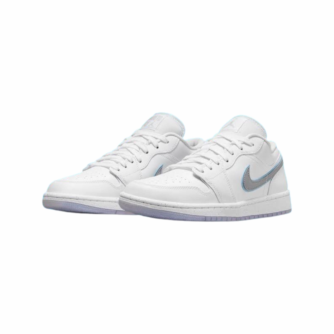 Women's Air Jordan 1 Low Dare To Fly White Metallic Silver White Basketball Shoes