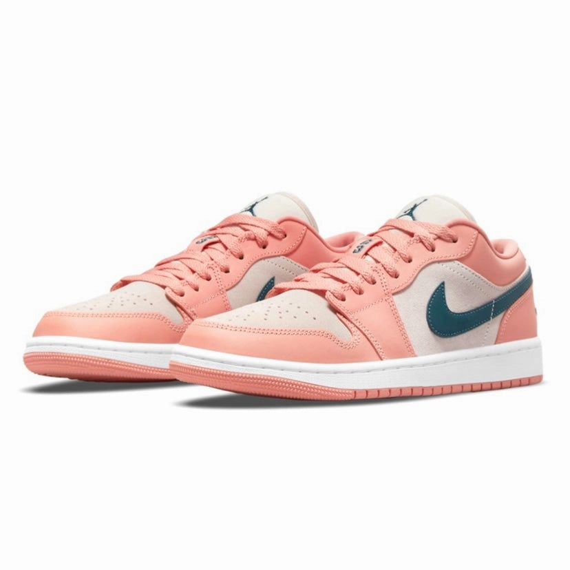 Women's Air Jordan 1 Low Light Madder Root Dark Teal Green Basketball Shoes