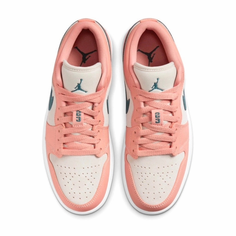 Women's Air Jordan 1 Low Light Madder Root Dark Teal Green Basketball Shoes