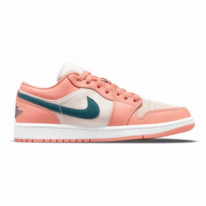 Women's Air Jordan 1 Low Light Madder Root Dark Teal Green Basketball Shoes