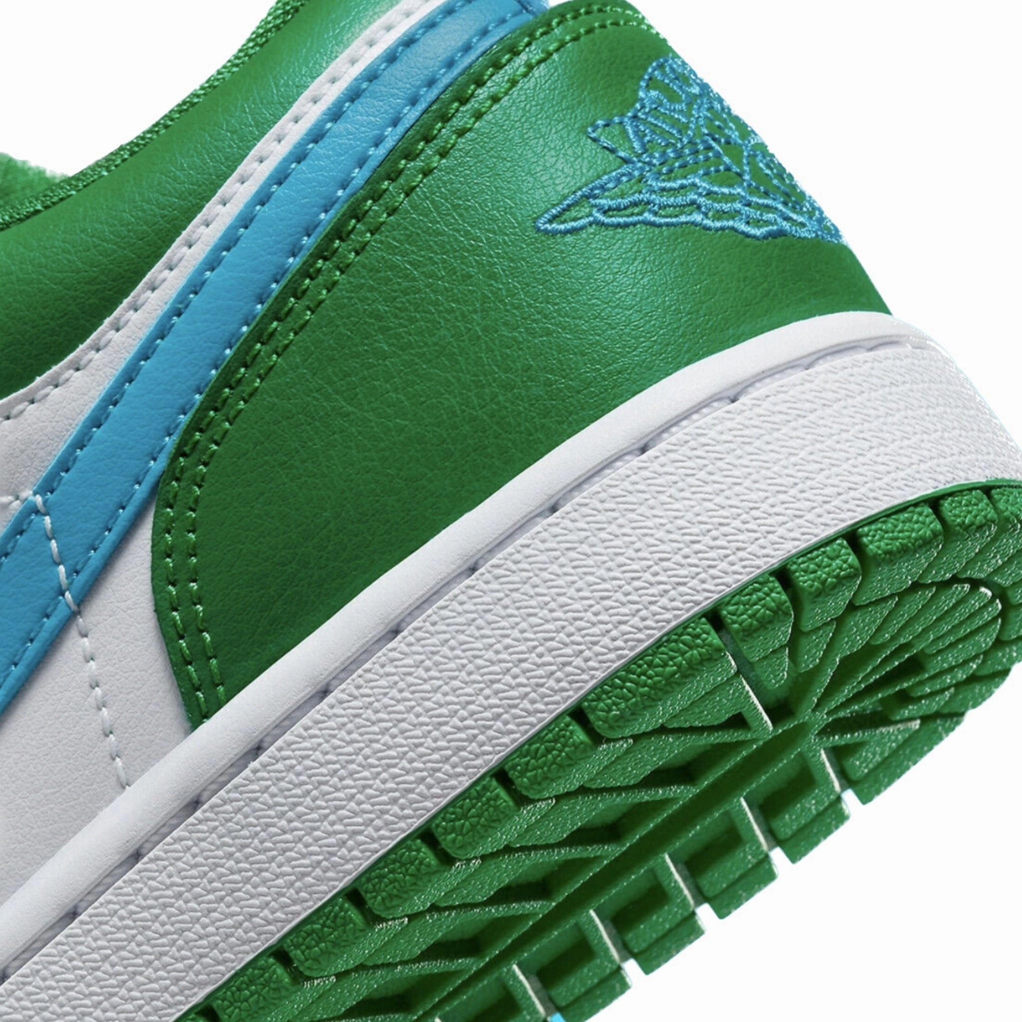 Women's Air Jordan 1 Low Lucky Green Aquatone White Basketball Shoes