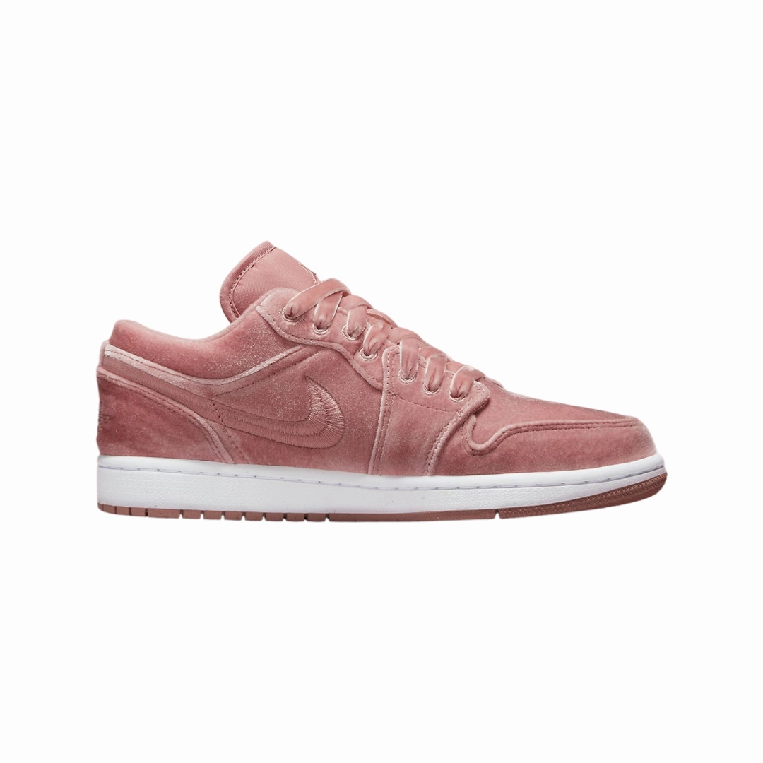 Women's Air Jordan 1 Low Pink Velvet Rust Pink White Basketball Shoes