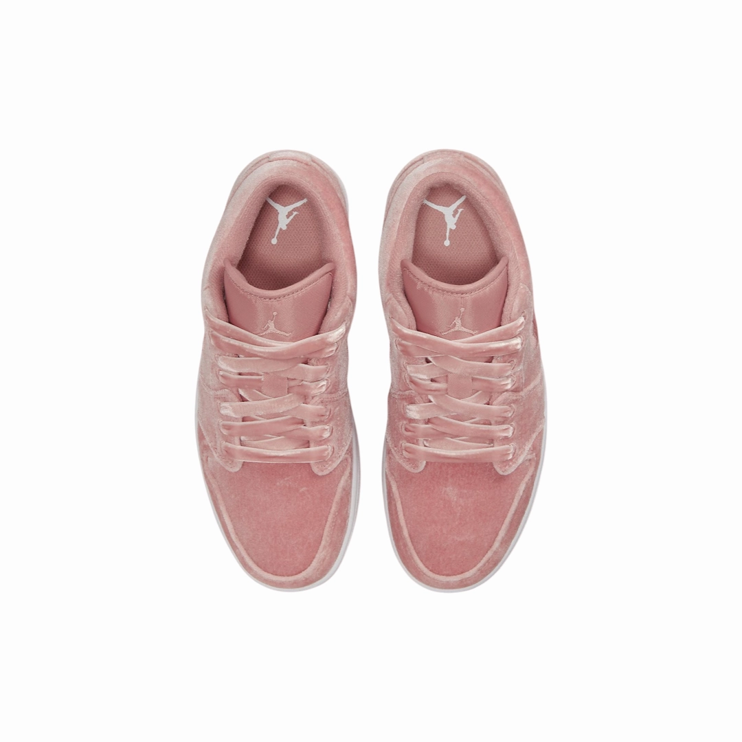Women's Air Jordan 1 Low Pink Velvet Rust Pink White Basketball Shoes
