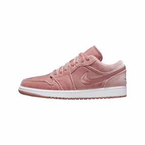 Women's Air Jordan 1 Low Pink Velvet Rust Pink White Air Jordan basketball shoes with classic look