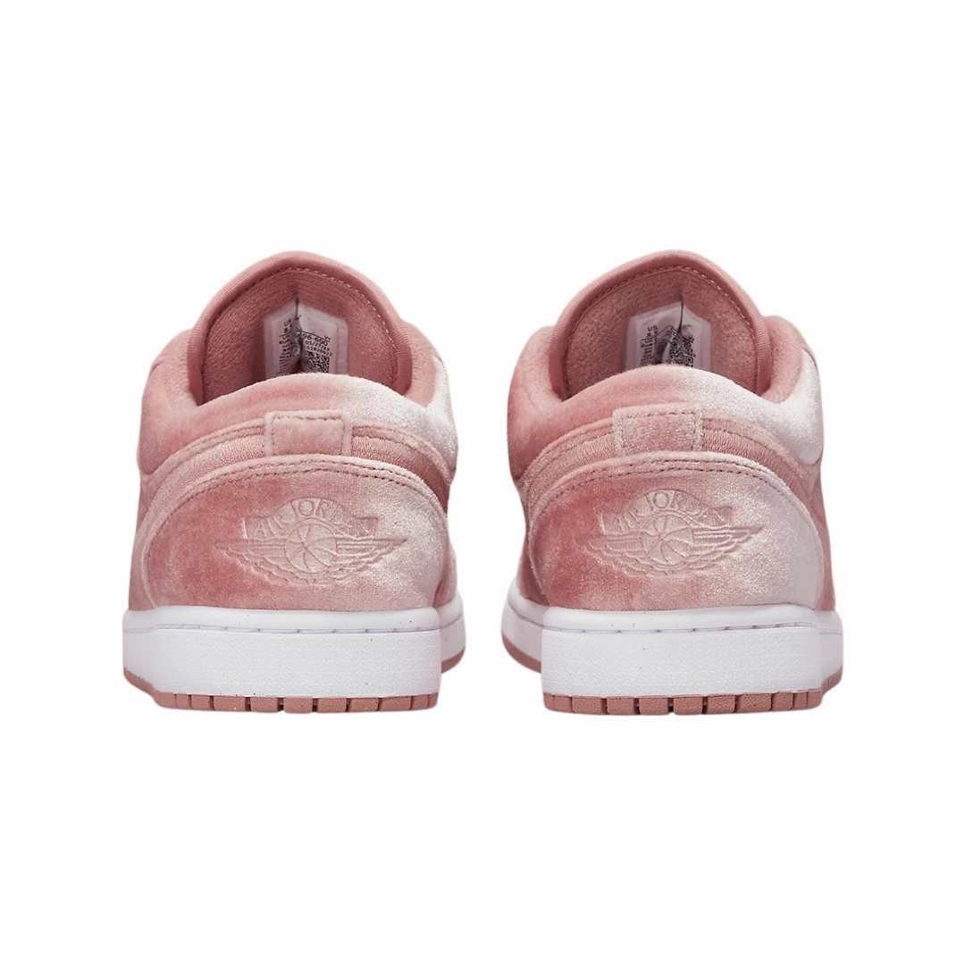 Women's Air Jordan 1 Low Pink Velvet Rust Pink White Basketball Shoes
