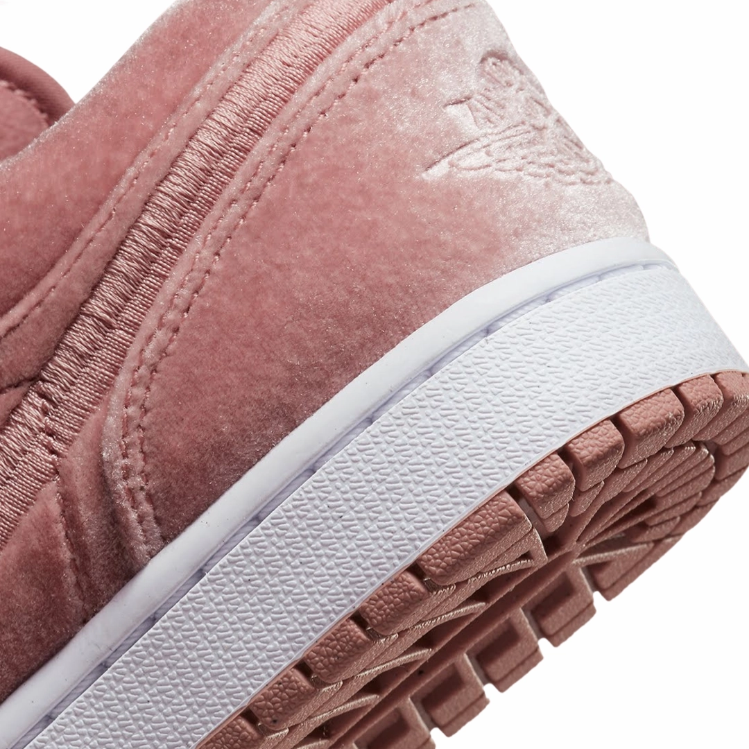 Women's Air Jordan 1 Low Pink Velvet Rust Pink White Basketball Shoes