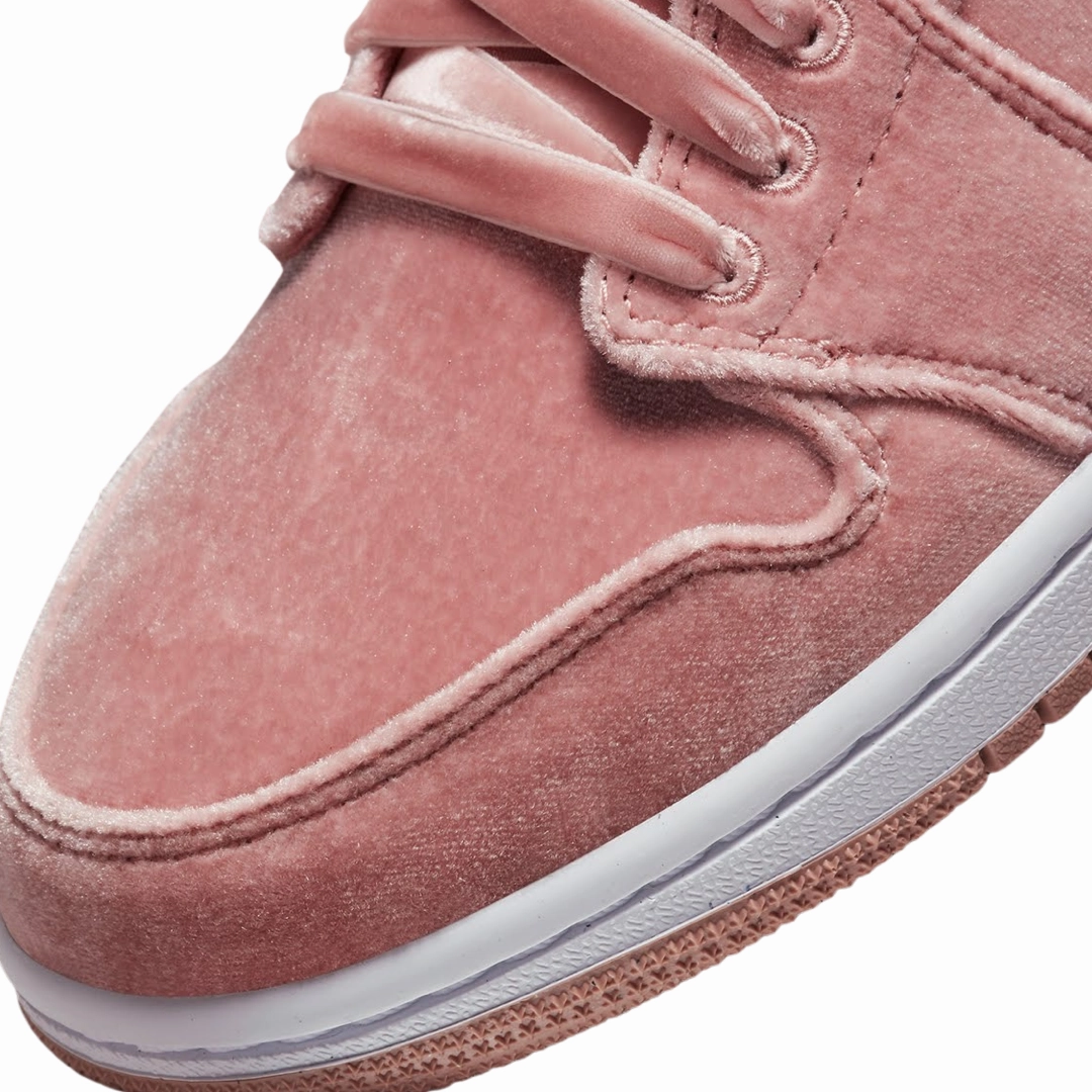 Women's Air Jordan 1 Low Pink Velvet Rust Pink White Basketball Shoes