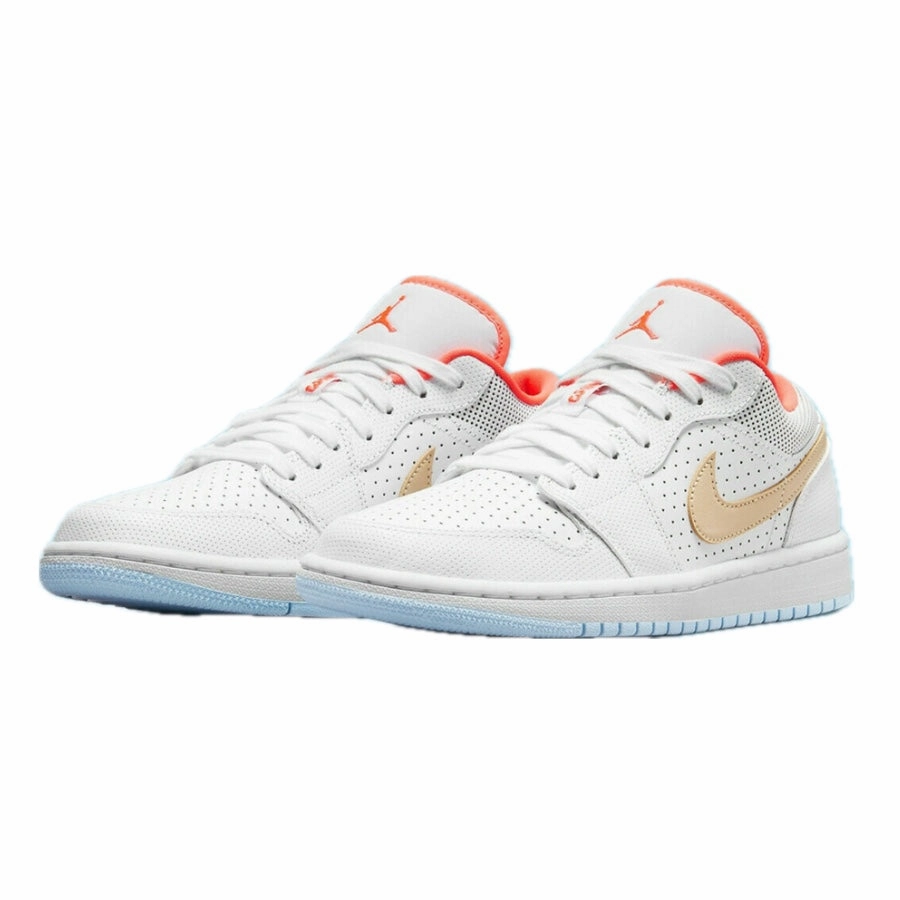 Women's Air Jordan 1 Low SE White Sesame Flash Crimson Psychic Blue Basketball Shoes