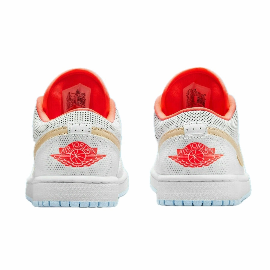 Women's Air Jordan 1 Low SE White Sesame Flash Crimson Psychic Blue Basketball Shoes