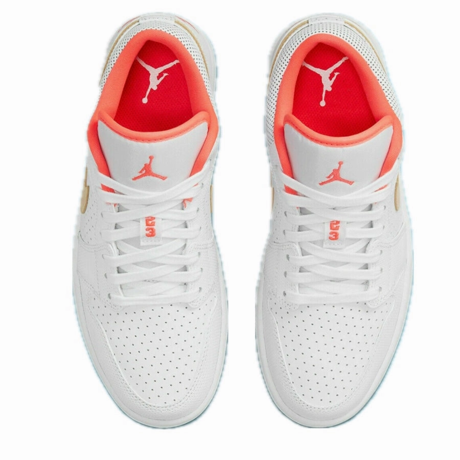 Women's Air Jordan 1 Low SE White Sesame Flash Crimson Psychic Blue Basketball Shoes