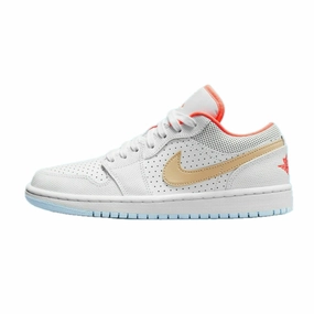 Women's Air Jordan 1 Low SE White Sesame Flash Crimson Psychic Blue Air Jordan basketball shoes with classic look