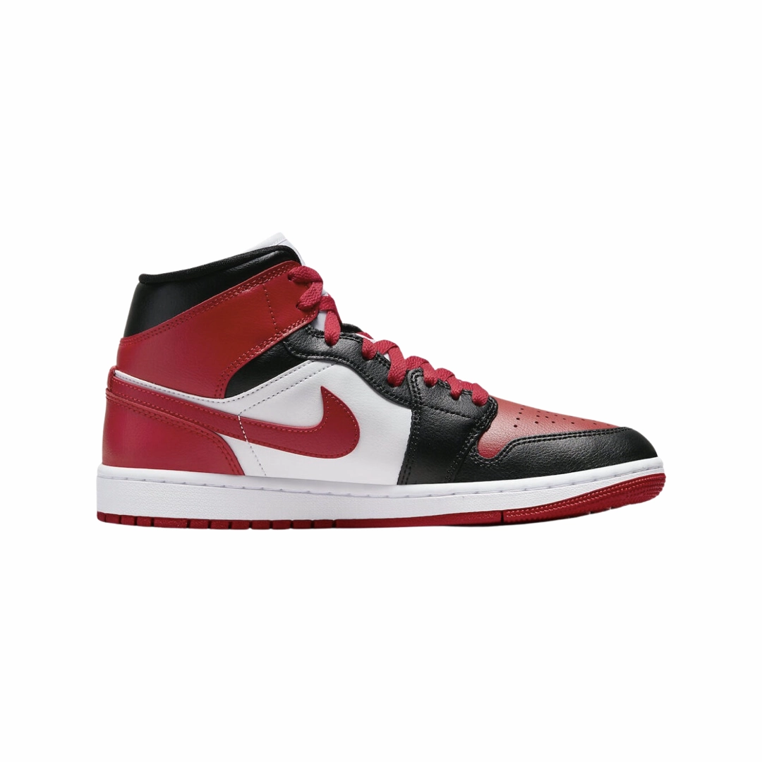 Women's Air Jordan 1 Mid Black Gym Red White Basketball Shoes