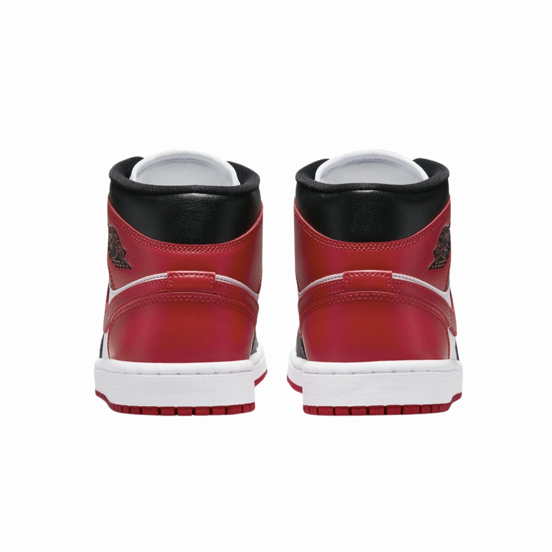 Women's Air Jordan 1 Mid Black Gym Red White Basketball Shoes