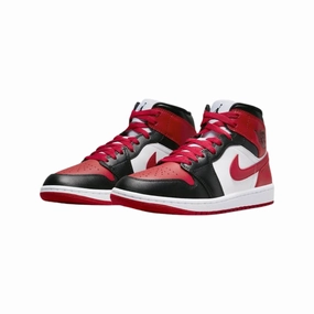 Women's Air Jordan 1 Mid Black Gym Red White Air Jordan basketball shoes with classic look