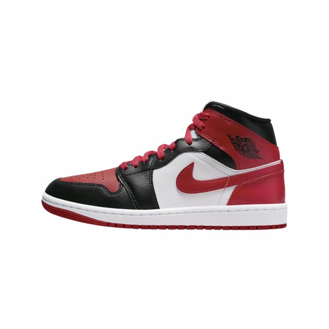 Women's Air Jordan 1 Mid Black Gym Red White Basketball Shoes