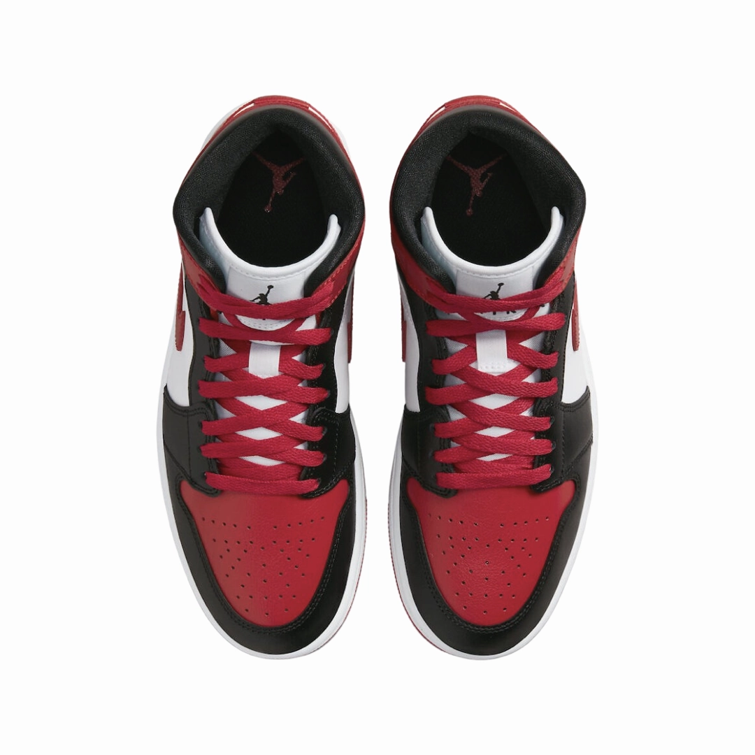 Women's Air Jordan 1 Mid Black Gym Red White Basketball Shoes