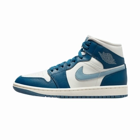 Women's Air Jordan 1 Mid French Blue Sky J French Blue Sail Ozone Blue Air Jordan basketball shoes with classic look